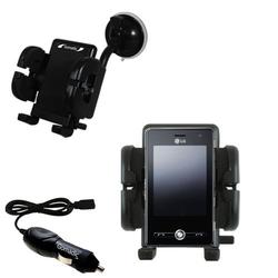 Gomadic LG KS20 Flexible Auto Windshield Holder with Car Charger - Uses TipExchange