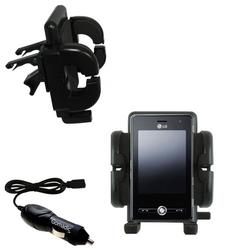 Gomadic LG MS25 Auto Vent Holder with Car Charger - Uses TipExchange