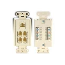 Channel Plus Linear 5 Socket Phone/Network TAP Faceplate - RJ-45, RJ-25 - Almond