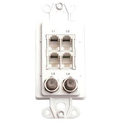 Channel Plus Linear 6 Socket Phone/Coax TAP Faceplate - RJ-25, Coaxial - White