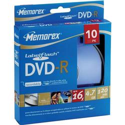 Memorex 32023133 10-Pack 16x Labelflash DVD-R Disc Spindle - Blue