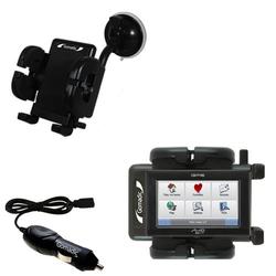 Gomadic Mio Technology C720t Flexible Auto Windshield Holder with Car Charger - Uses TipExchange