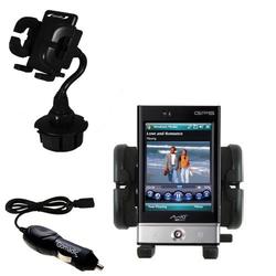 Gomadic Mio Technology P560 Auto Cup Holder with Car Charger - Uses TipExchange