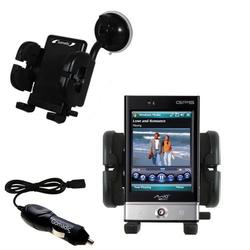 Gomadic Mio Technology P560 Flexible Auto Windshield Holder with Car Charger - Uses TipExchange