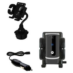 Gomadic Motorola W375 Auto Cup Holder with Car Charger - Uses TipExchange