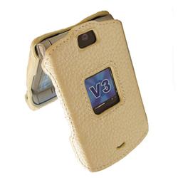 Emdcell NEW Leather Case Faceplate for Motorola RAZR V3 V3m V3i V3t V3e V3r V3a V3c Pearl Tan