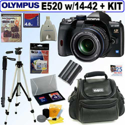 Olympus E520 IS 10 Megapixel Digital SLR Camera Bundle With 14-42MM F/3.5-5.6 Zuiko Lens & 4GB Deluxe Accessory Bundle