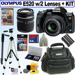 Olympus E520 IS 10 Megapixel Digital SLR Camera W/14-42MM & 40-150MM & 4GB DLX Accessory Bundle