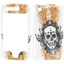 Wireless Emporium, Inc. Orange Dust w/Skull Snap-On Protector Case Faceplate for Apple iPhone 3G
