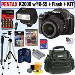 Pentax K2000 10.2MP Digital SLR Camera With 18-55 DAL Lens & AF200FG Flash + 8GB Accessory Kit