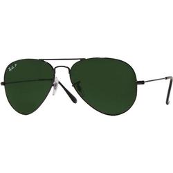 RAYBAN Ray-Ban Aviator RB3025 Sunglasses - Black Frames/Green Lens