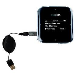 Gomadic Retractable USB Cable for the Philips GoGear SA2825 with Power Hot Sync and Charge capabilities - Go