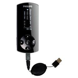 Gomadic Retractable USB Cable for the Philips GoGear SA4425 with Power Hot Sync and Charge capabilities - Go