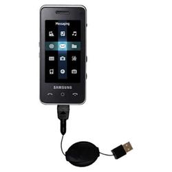 Gomadic Retractable USB Cable for the Samsung SGH-F490 with Power Hot Sync and Charge capabilities - Gomadic