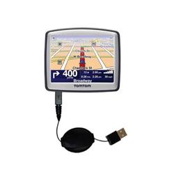 Gomadic Retractable USB Cable for the TomTom ONE Europe 22 with Power Hot Sync and Charge capabilities - Gom