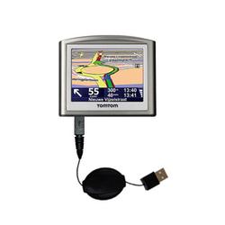 Gomadic Retractable USB Cable for the TomTom ONE Europe with Power Hot Sync and Charge capabilities - Gomadi