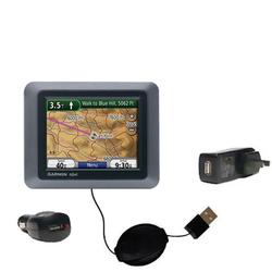 Gomadic Retractable USB Hot Sync Compact Kit with Car & Wall Charger for the Garmin Nuvi 500 - Brand