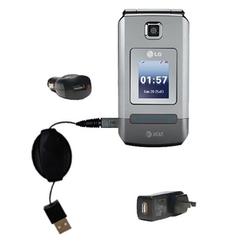 Gomadic Retractable USB Hot Sync Compact Kit with Car & Wall Charger for the LG TRAX - Brand w/ TipE