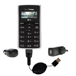 Gomadic Retractable USB Hot Sync Compact Kit with Car & Wall Charger for the LG VX9100 - Brand w/ Ti
