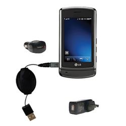 Gomadic Retractable USB Hot Sync Compact Kit with Car & Wall Charger for the LG VX9700 - Brand w/ Ti