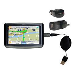 Gomadic Retractable USB Hot Sync Compact Kit with Car & Wall Charger for the Magellan Maestro 4350 - Gomadic