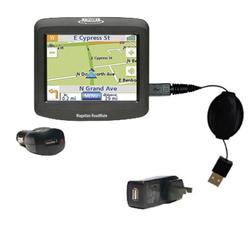 Gomadic Retractable USB Hot Sync Compact Kit with Car & Wall Charger for the Magellan Roadmate 1212 - Gomadi