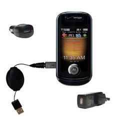 Gomadic Retractable USB Hot Sync Compact Kit with Car & Wall Charger for the Motorola ZN4 - Brand w/