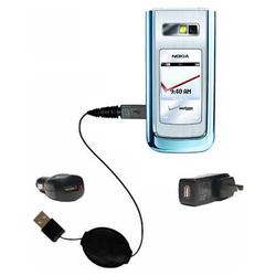 Gomadic Retractable USB Hot Sync Compact Kit with Car & Wall Charger for the Nokia 6205 - Brand w/ T