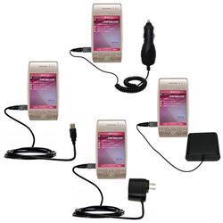 Gomadic Road Warrior Kit for the Sharp Willcom WS003SH includes a Car & Wall Charger AND USB cable AND Batte