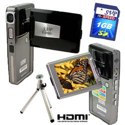 SVP T200 True HD 1280x720p Digital Video Camcorder/16MP Max Camera w/[1GB SD + Tripod] Value Kit!