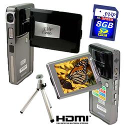 SVP T200 True HD 1280x720p Digital Video Camcorder/16MP Max Camera w/[8GB SDHC + Tripod] Value Kit!