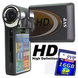 SVP T400 Black-HD 1280x720p Digital Video Camcorder/Camera w/[16GB SDHC+HD TV Cable+Tripod] Kit!