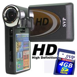 SVP T400 Black-HD 1280x720p Digital Video Camcorder/Camera w/[4GB SDHC+HD TV Cable+Tripod] Kit!