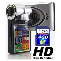 SVP T400 Silver HD 1280x720p Digital Video Camcorder/Camera w/[4GB SDHC+HD TV Cable+Tripod] Kit!