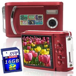 SVP Xthinn 8061 Red - 12 MP Max. Digital Camera/ Video Recorder/ 2.8 LCD Screen + 16GB SD Kit!