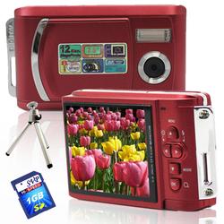 SVP Xthinn 8061 Red - 12 MP Max. Digital Camera/ Video Recorder/ 2.8 LCD Screen + 1GB SD Tripod K