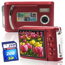 SVP Xthinn 8061 Red - 12 MP Max. Digital Camera/ Video Recorder/ 2.8 LCD Screen + 2GB SD Kit!