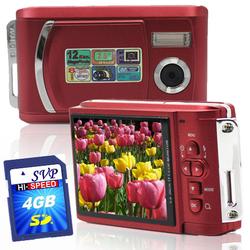 SVP Xthinn 8061 Red - 12 MP Max. Digital Camera/ Video Recorder/ 2.8 LCD Screen + 4GB SD Kit!
