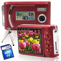 SVP Xthinn 8061 Red - 12 MP Max. Digital Camera/ Video Recorder/ 2.8 LCD Screen + 4GB SD Tripod K