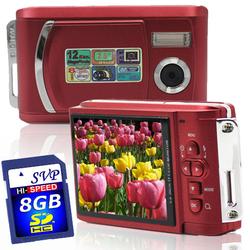 SVP Xthinn 8061 Red - 12 MP Max. Digital Camera/ Video Recorder/ 2.8 LCD Screen + 8GB SD Kit!
