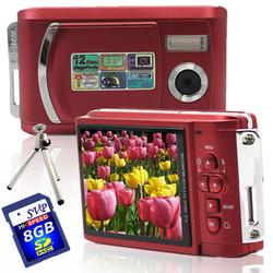 SVP Xthinn 8061 Red - 12 MP Max. Digital Camera/ Video Recorder/ 2.8 LCD Screen + 8GB SD Tripod K