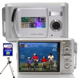 SVP Xthinn 8061 Silver - 12 MP Max. Digital Camera/ Video Recorder/ 2.8 LCD Screen+ 16GB SD Tripo