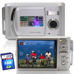 SVP Xthinn 8061 Silver - 12 MP Max. Digital Camera/ Video Recorder/ 2.8 LCD Screen + 1GB SD Kit!