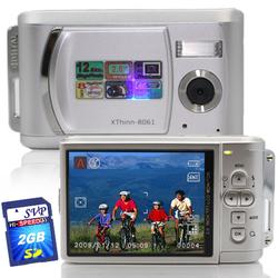 SVP Xthinn 8061 Silver - 12 MP Max. Digital Camera/ Video Recorder/ 2.8 LCD Screen + 2GB SD Kit!