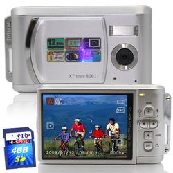 SVP Xthinn 8061 Silver - 12 MP Max. Digital Camera/ Video Recorder/ 2.8 LCD Screen + 4GB SD Kit!