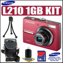 Samsung L210 10.1MP 3X Digital Camera Red + 1GB Accessory Outfit With 3 Year Warranty - Sams
