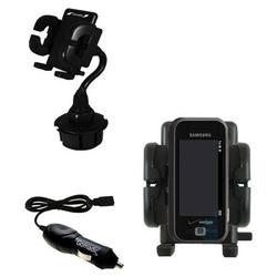 Gomadic Samsung SCH-U940 Auto Cup Holder with Car Charger - Uses TipExchange