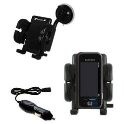 Gomadic Samsung SCH-U940 Flexible Auto Windshield Holder with Car Charger - Uses TipExchange