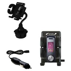 Gomadic Samsung SGH-F200 Auto Cup Holder with Car Charger - Uses TipExchange