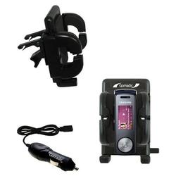Gomadic Samsung SGH-F200 Auto Vent Holder with Car Charger - Uses TipExchange